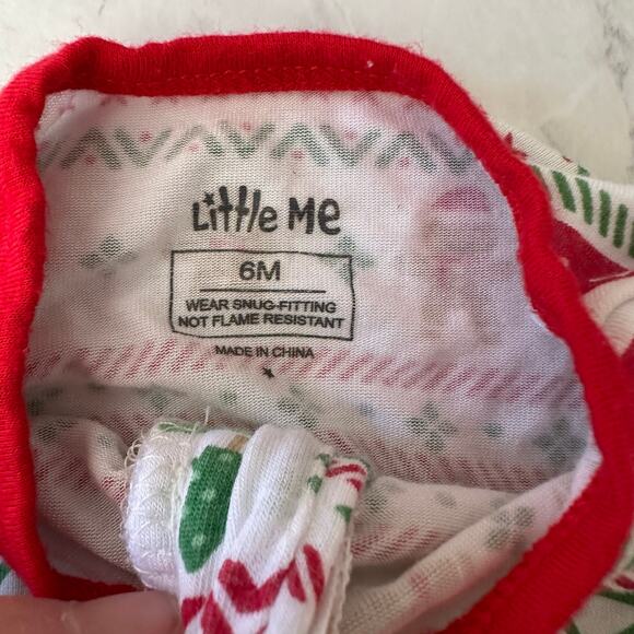 Little Me baby 6 months holiday christmas sleeper bamboo footed zip up boy girl - Picture 2 of 5